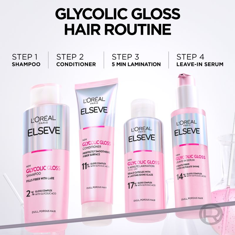 L’Oréal Paris Elseve Glycolic Gloss незмивний кондиціонер для зміцнення та блиску волосся 150 мл
