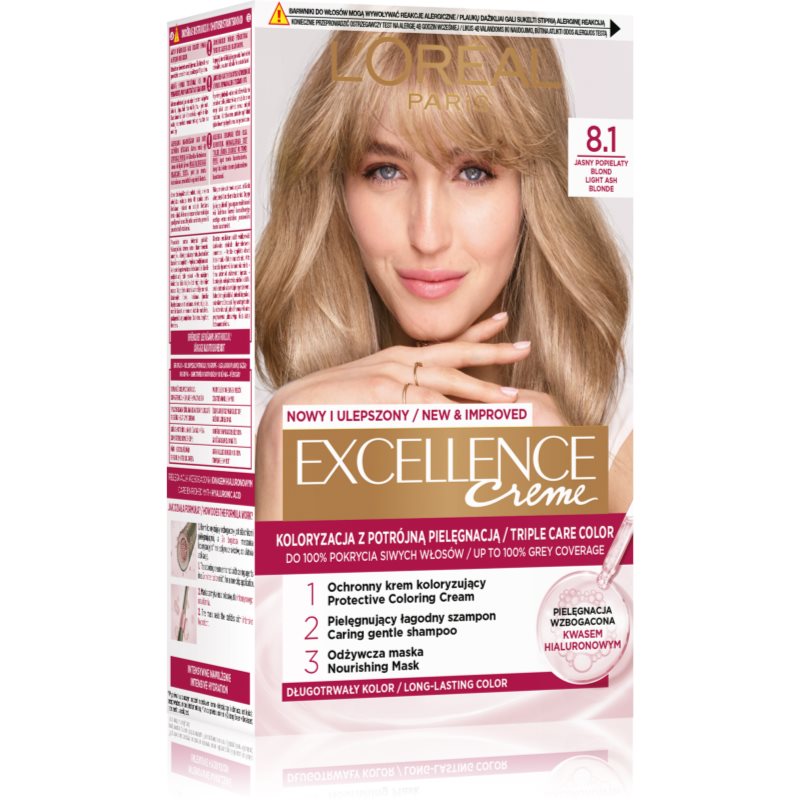 L’Oréal Paris Excellence Creme Hårfärg Skugga 8.1 Ash Blonde 1 st. female