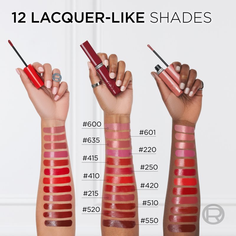 L’Oréal Paris Infaillible Laque Resistance dlouhotrvající tekutá rtěnka dodávající hydrataci a lesk odstín 410 Rouge Poppy 4.3 ml