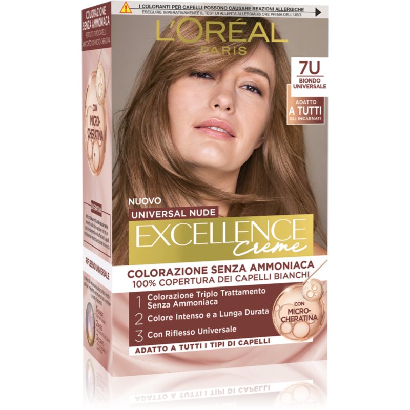 L’Oréal Paris Eccellenza Universal Nudes tinta permanente per capelli colore 7U Biondo Universale 1 pz