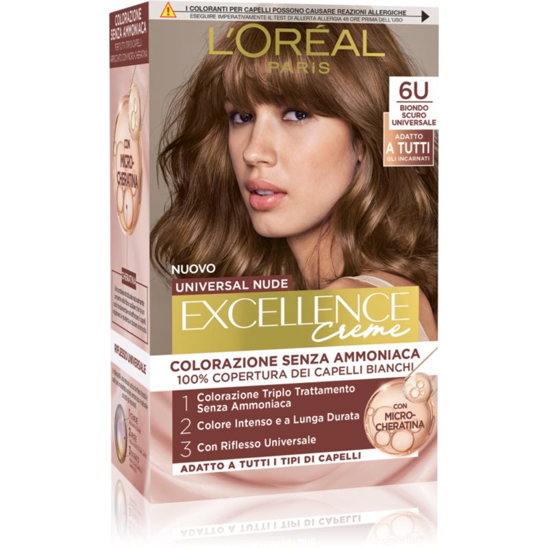 L’Oréal Paris Eccellenza Universal Nudes tinta permanente per capelli colore 6U Biondo Scuro Universale 1 pz