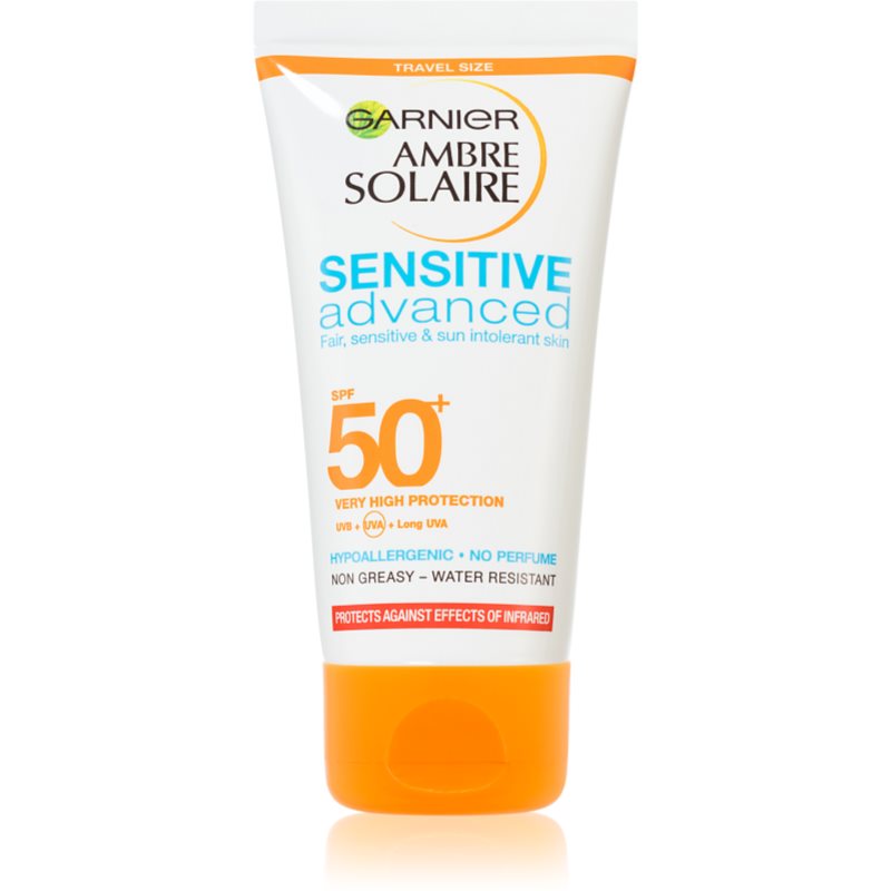 Garnier Ambre Solaire Sensitive Advanced apsauginis veido ir kūno kremas kelioninė pakuotė SPF 50+ 50 ml