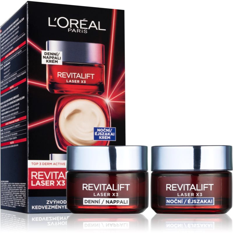 L'Oréal Paris Revitalift Laser X3 darčeková kazeta denný pleťový krém Revitalift Laser X3 50 ml + nočný pleťový krém Revitalift Laser X3 50 ml