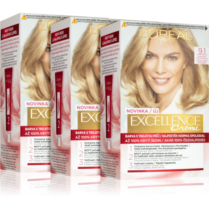 L'Oreal Paris Excellence Creme hair colour 9.1(economy pack) shade

