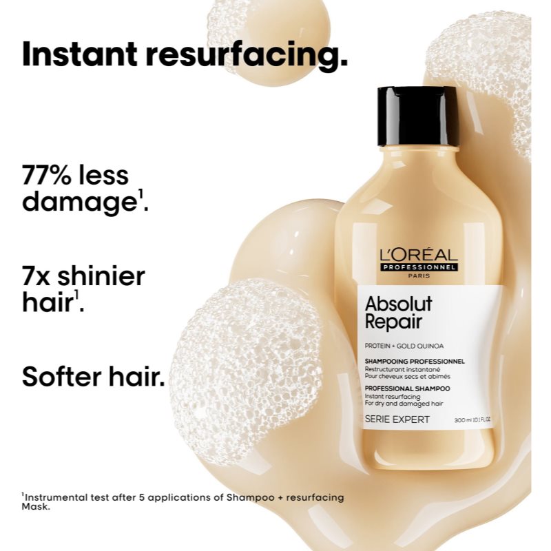 L’Oréal Professionnel Serie Expert Absolut Repair Shampoing Régénérateur En Profondeur Pour Cheveux Secs Et Abîmés 300 Ml