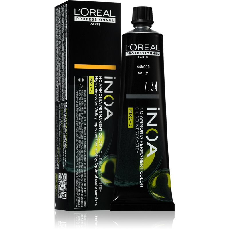 L’Oréal Professionnel Inoa Permanent Hair Dye Ammonia-free Shade 7.34 60 Ml