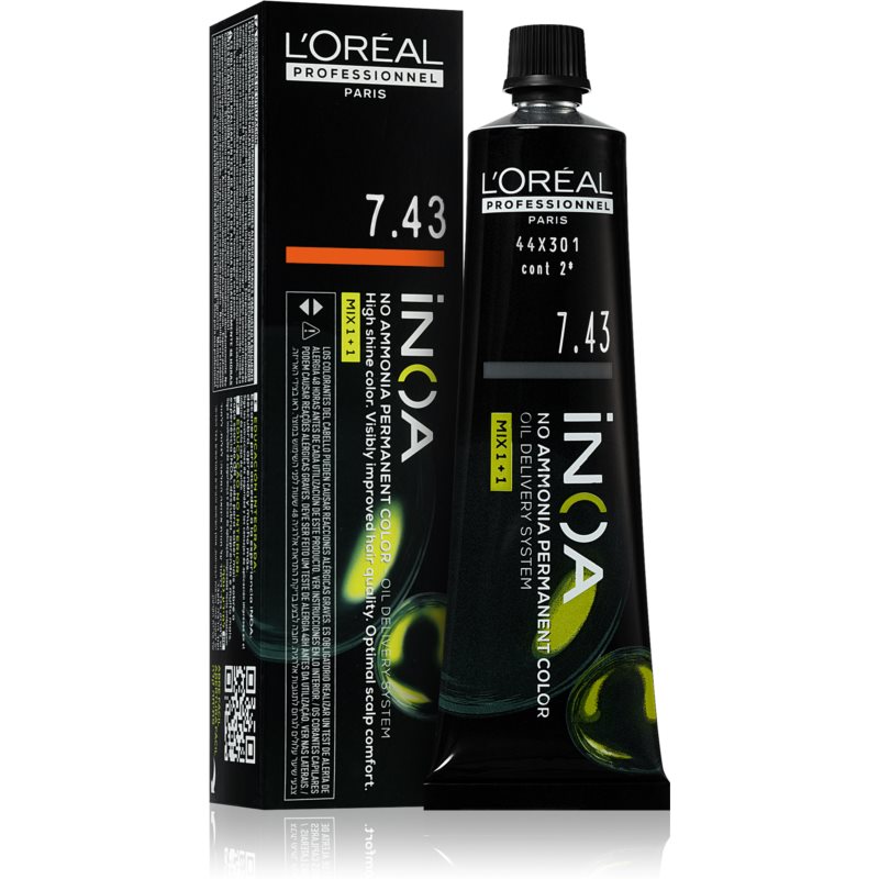 L’Oréal Professionnel Inoa Permanent Hair Dye Ammonia-free Shade 7.43 60 Ml