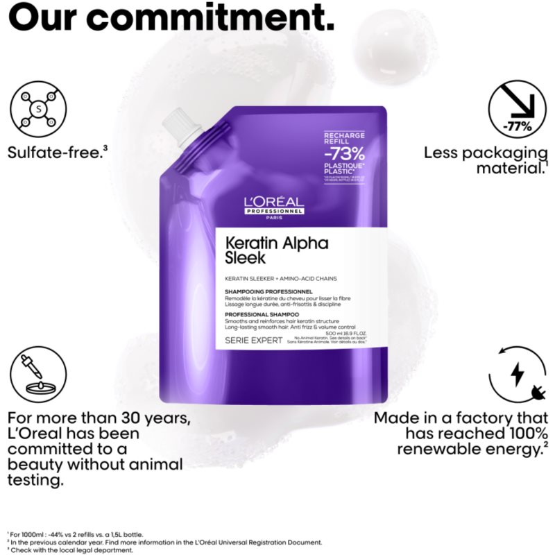L’Oréal Professionnel Serie Expert Keratin Alpha Sleek šampon pro hladký vzhled vlasů Refill 500 ml (obrázek 10)