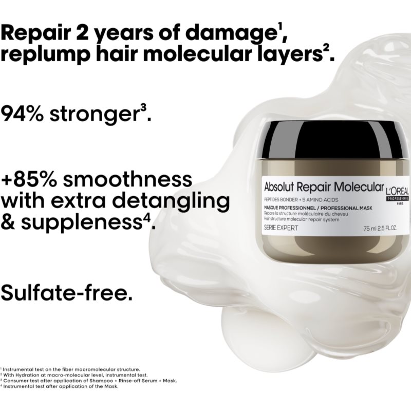  L’oréal Professionnel Serie Expert Absolut Repair Molecular Maschera Per Capelli Rinforzante In Profondità 75 Ml 