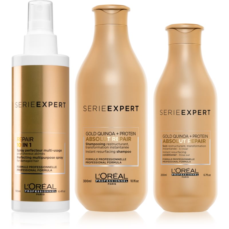 

L’Oréal Professionnel Serie Expert Absolut Repair Gold Quinoa + Protein вигідна упаковка II. (для дуже пошкодженого волосся)