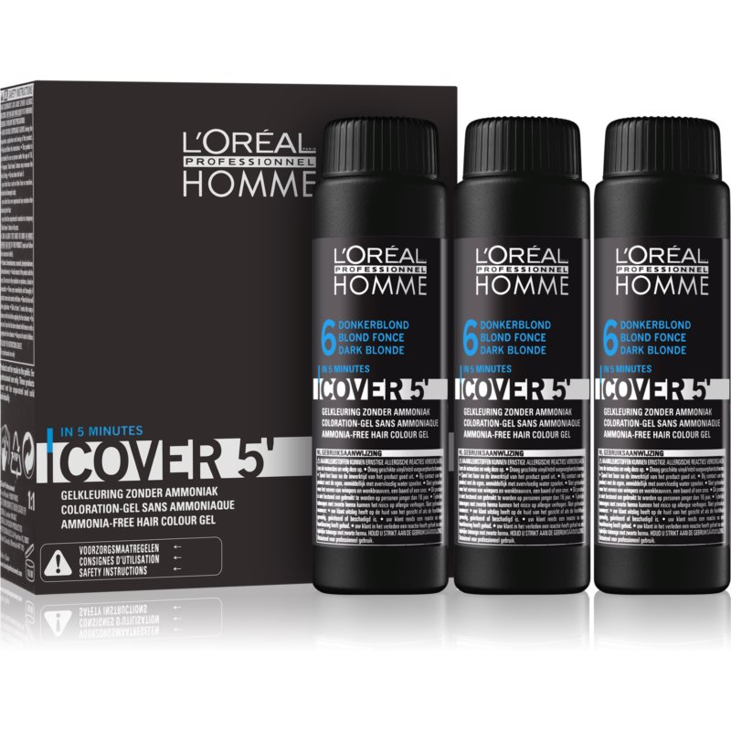 L’Oréal Professionnel Homme Cover 5' тонуюча фарба для волосся відтінок 6 Dark Blond 3x50 мл