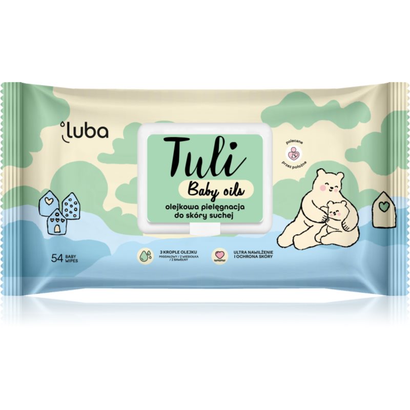 Luba Tuli Baby Oils vlažni robčki za suho kožo 54 kos