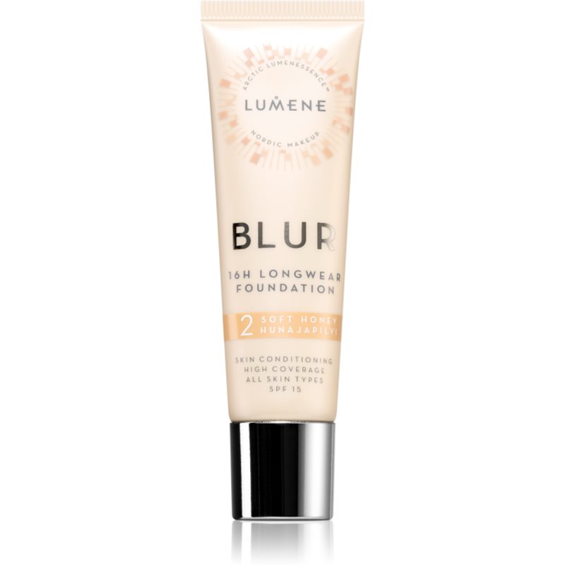 Lumene Blur 16h Longwear стійкий тональний крем SPF 15 відтінок 2 Soft Honey 30 мл