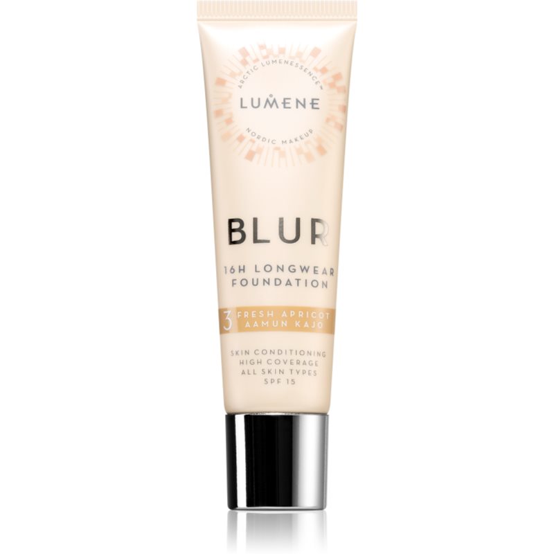 Lumene Nordic Makeup Blur ilgai išliekantis makiažo pagrindas SPF 15 atspalvis 3 Fresh Apricot 30 ml