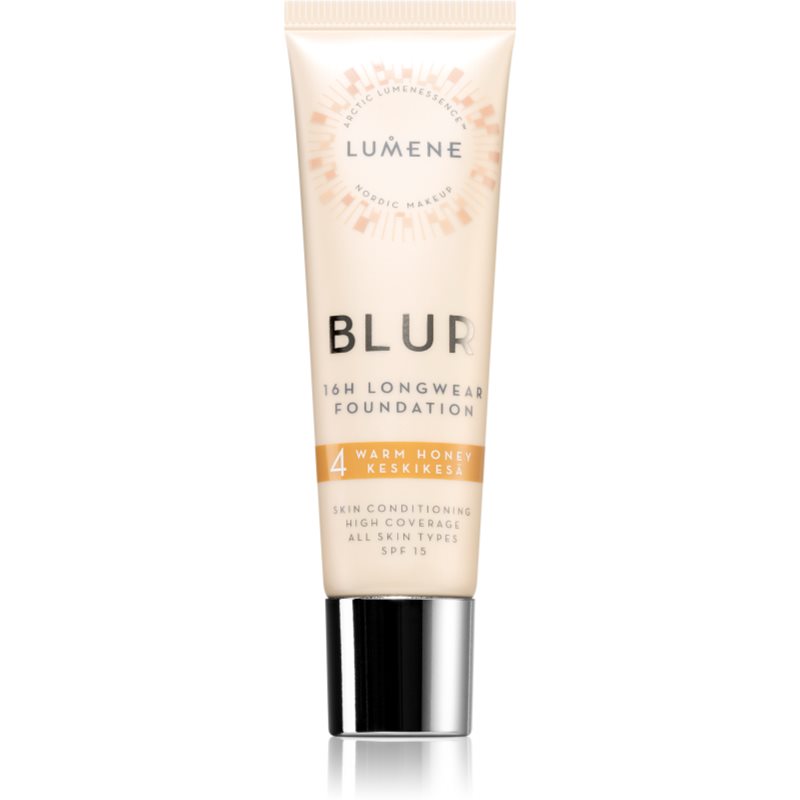 Lumene Nordic Makeup Blur стійкий тональний крем SPF 15 відтінок 4 Warm Honey 30 мл
