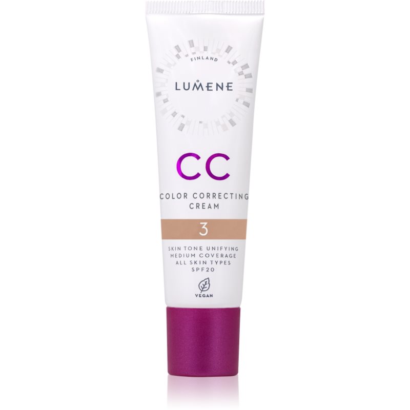 Lumene CC Color Correcting Cream CC krém pre jednotný tón pleti SPF 20 odtieň 3 (Warm) 30 ml