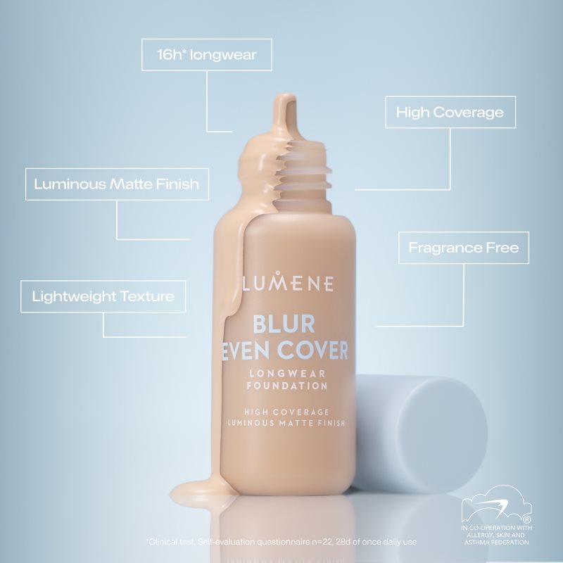 Lumene Blur Even Cover Flüssig-Make-up mit mattem Finish 16 Std. Farbton 5 30 ml (Bild 5)