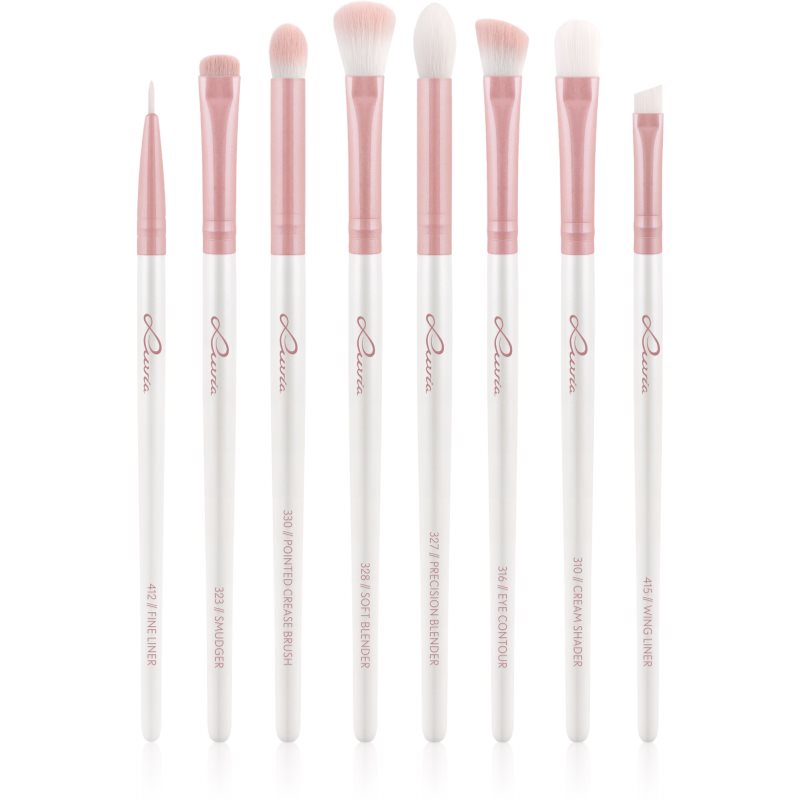 Luvia Cosmetics Prime Vegan All Eye Want brush set for the eye area Candy (Pearl White / Rose) 8 pc
