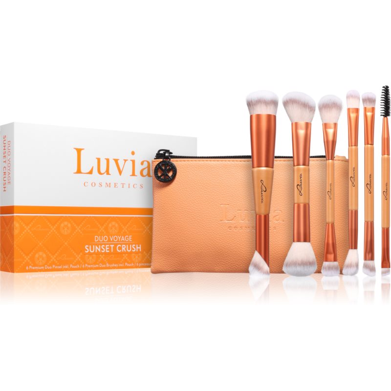 Luvia Cosmetics Duo Voyage sada štetcov s puzdrom Sunset Crush 7 ks