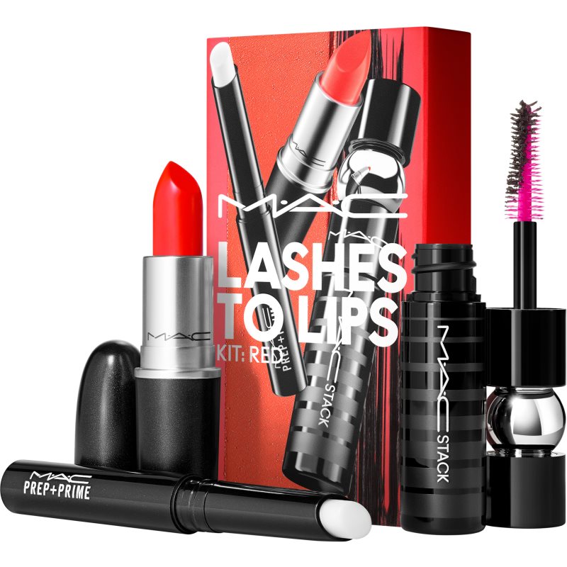 MAC Cosmetics Lashes To Lips Kit gift set shade Red 3 pc