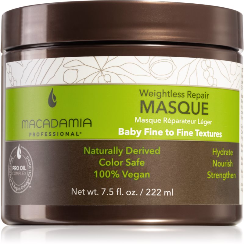 Macadamia Natural Oil Weightless Repair atkuriamoji kaukė visų tipų plaukams 222 ml