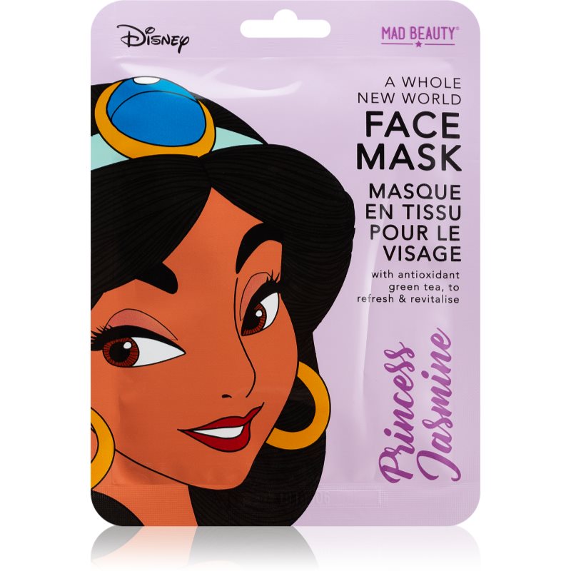 Mad Beauty Disney Princess Jasmine gaivinamoji tekstilinė veido kaukė su žaliosios arbatos ekstraktu 25 ml