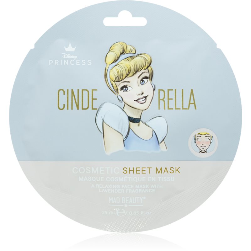 Mad Beauty Disney Princess Cinderella заспокійлива косметична марлева маска з ароматом лаванди 25 мл