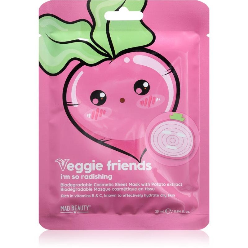 Mad Beauty Veggie Friends Radish plátenná maska s hydratačným účinkom 25 ml