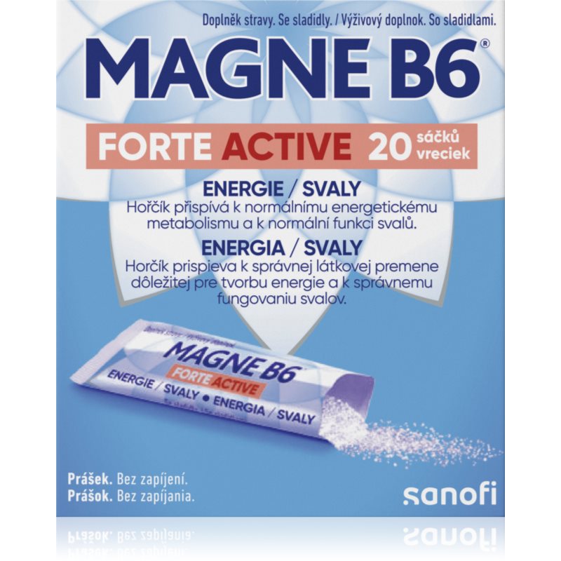 Magne B6 Forte Activ vrecúška na podporu normálnej činnosti nervovej sústavy, svalov, zubov a zníženie únavy 20 ks kúpite na Notino.sk