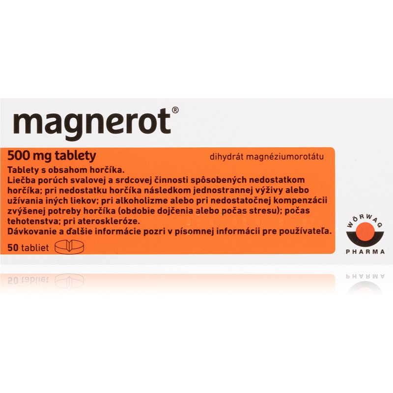 Magnerot Magnerot 500mg tablety na liečbu nedostatku horčíka 50 tbl