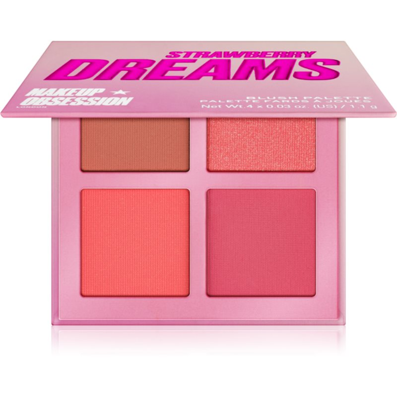 Makeup Obsession Blush Crush kontūravimo priemonių ir skaistalų paletė atspalvis Strawberry Dreams 4,4 g