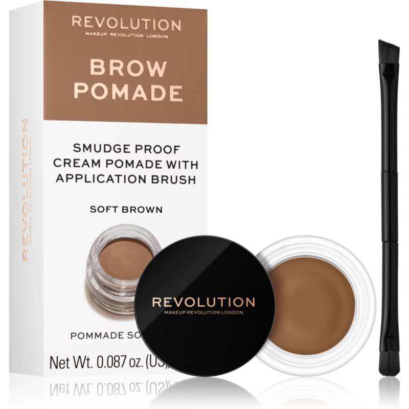 Makeup Revolution Brow Pomade pomáda na obočí odstín Soft Brown 2.5 g