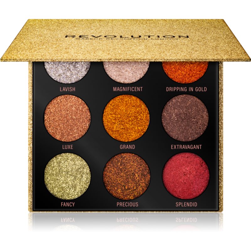 

Makeup Revolution Pressed Glitter Palette палетка пласких блискіток відтінок Midas Touch