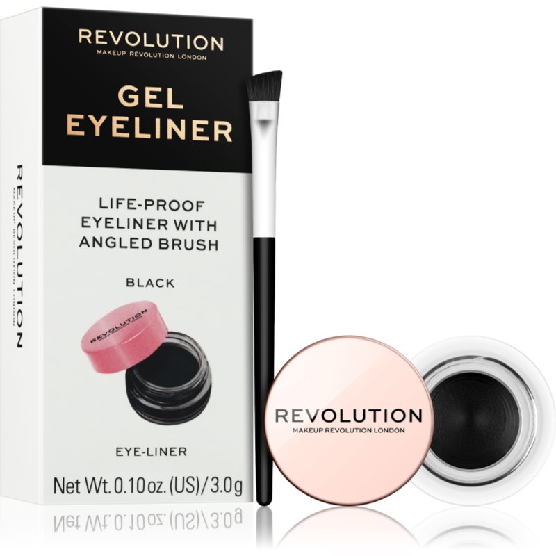 Makeup Revolution Gel Eyeliner Pot gel eyeliner with brush shade Black 3 g
