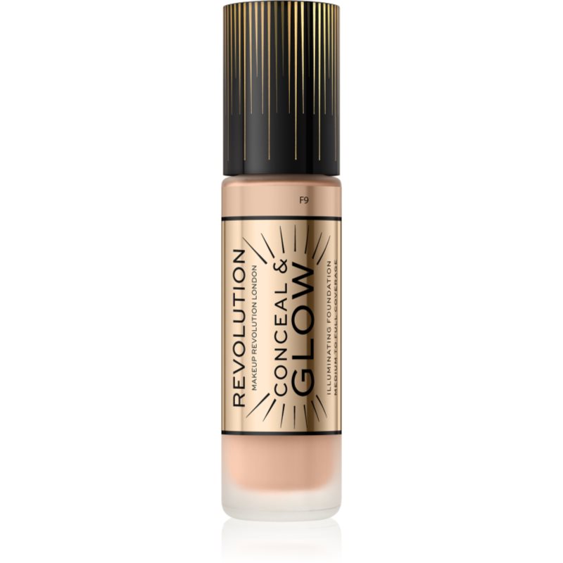 Makeup Revolution Conceal & Glow озаряващ фон дьо тен за естествен вид цвят F9 23 мл.