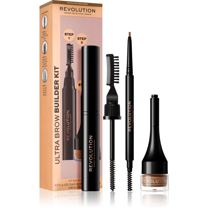 

Makeup Revolution Ultra Brow Builder набір та брів відтінок Medium Brown