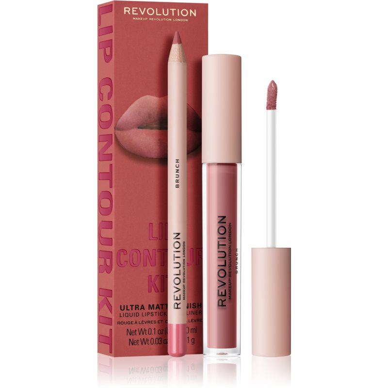Makeup Revolution Lip Contour Kit set îngrijire buze culoare Brunch
