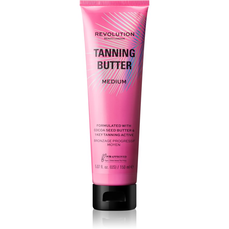 Makeup Revolution Beauty Tanning Butter maitinamasis kūno sviestas su savaiminio įdegio efektu atspalvis Light/Medium 150 ml