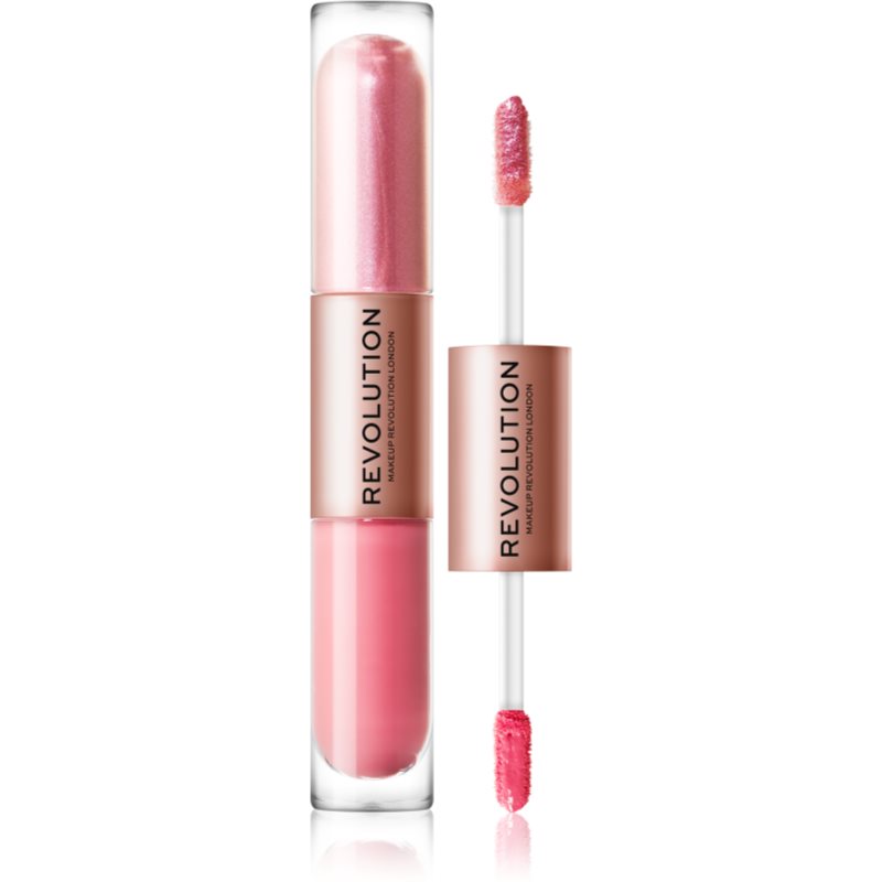 Makeup Revolution Double Up рідкі тіні для повік 2 в 1 відтінок Blissful Pink 2x2,2 мл