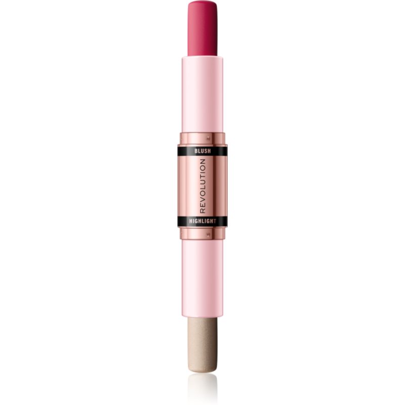 Makeup Revolution Blush & Highlight кремові рум'яна та хайлайтер у формі стіку відтінок Mauve Glow 2x4,3 гр