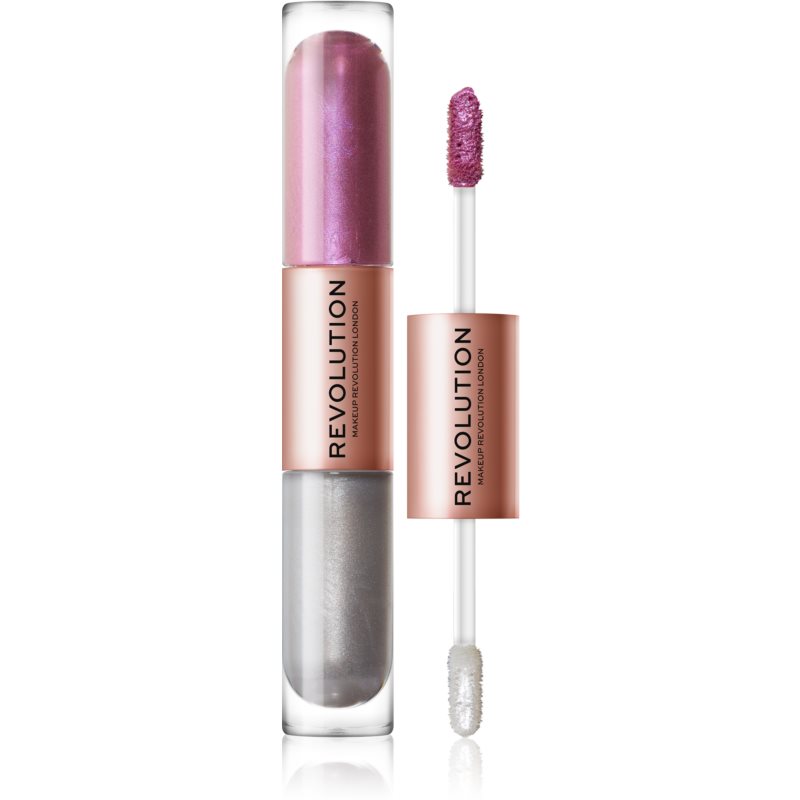 Makeup Revolution Double Up рідкі тіні для повік 2 в 1 відтінок Subliminal Lilac 2x2,2 мл
