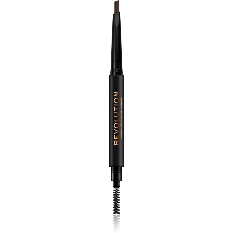Makeup Revolution Duo Brow Definer creion sprâncene precise culoare Medium Brown 0,25 g