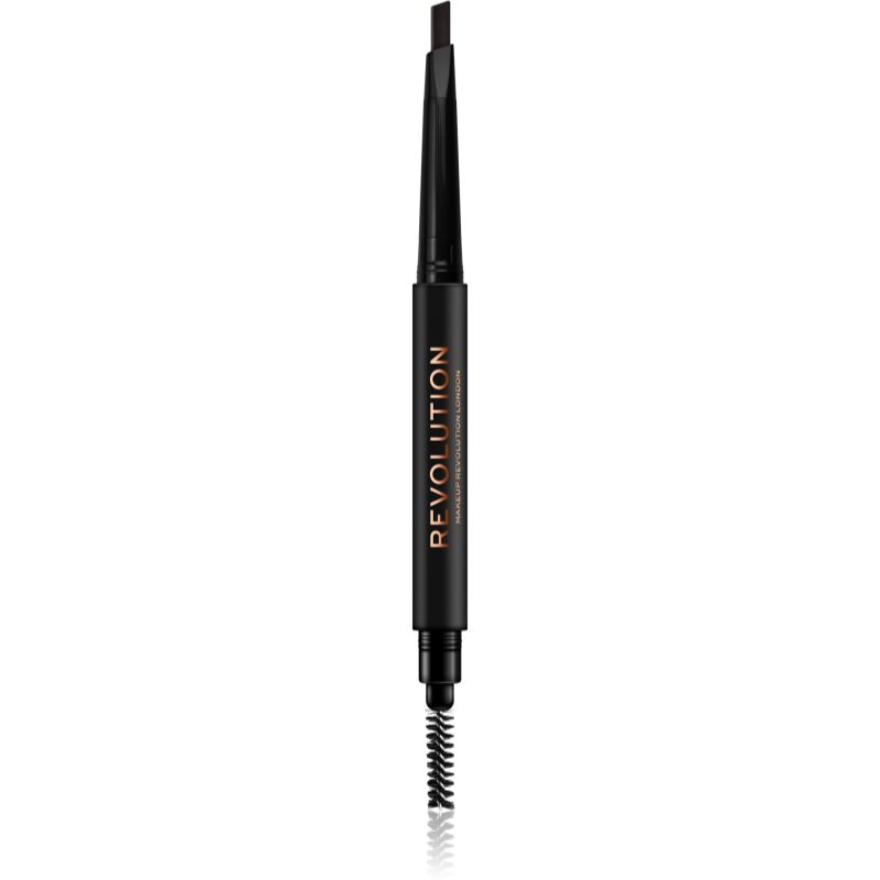 Makeup Revolution Duo Brow Definer creion sprâncene precise culoare Dark Brown 0,25 g