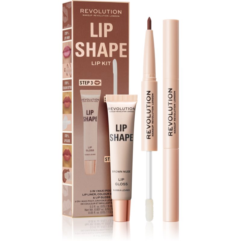 Makeup Revolution Lip Shape Kit set îngrijire buze culoare Brown Nude 1 buc