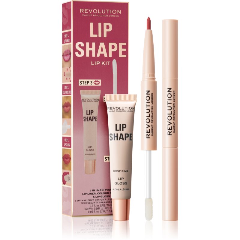 Makeup Revolution Lip Shape Kit lip set shade Rose Pink 1 pc
