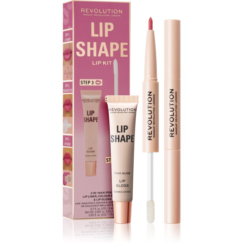 Makeup Revolution Lip Shape Kit set îngrijire buze culoare Pink Nude 1 buc