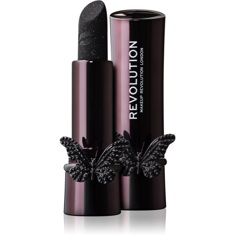 Makeup Revolution SFX Twisted Fantasy trblietavý rúž odtieň Midnight Black 3,5 g