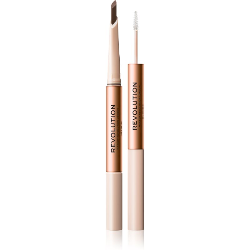 Makeup Revolution Fluffy Brow Filter Duo obojestranski svinčnik za obrvi za fiksacijo in obliko odtenek Blonde 0.12 g