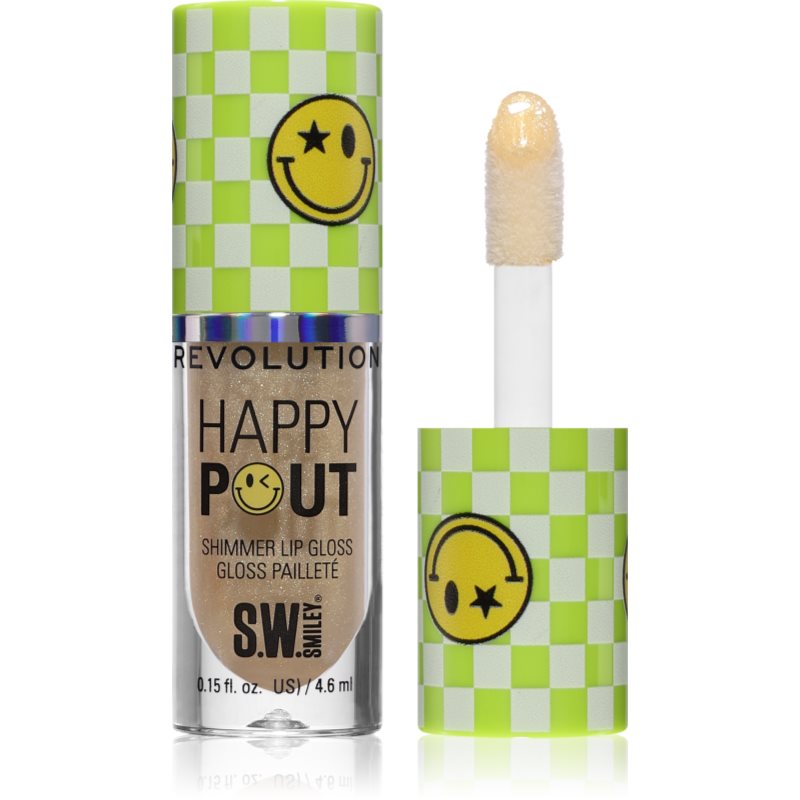 Revolution Happy Pout Shimmer Lip Gloss блясък за устни с блестящи частици цвят SunBeam 4.6 мл.