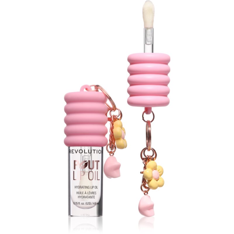 Revolution Pout Lip Oil With Charm olej na pery na kľúče Pink Charm 4.6 ml